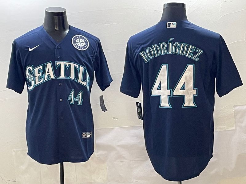 Men Seattle Mariners 44 Rodriguez Drak Blue Game 2025 Nike MLB Jersey style 4